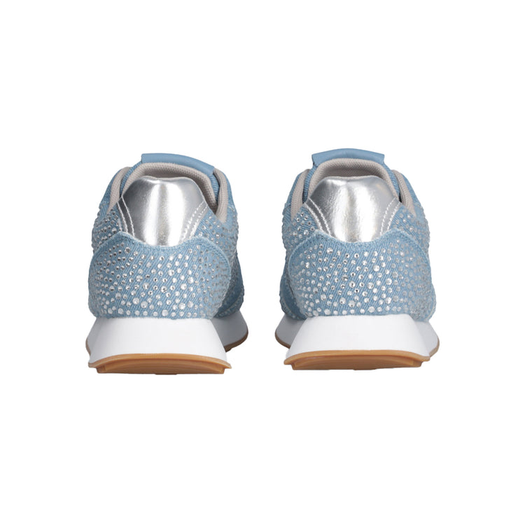 Sneakers Donna in denim con full strass retro