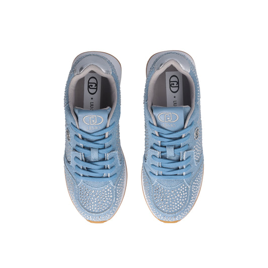 Sneakers Donna in denim con full strass