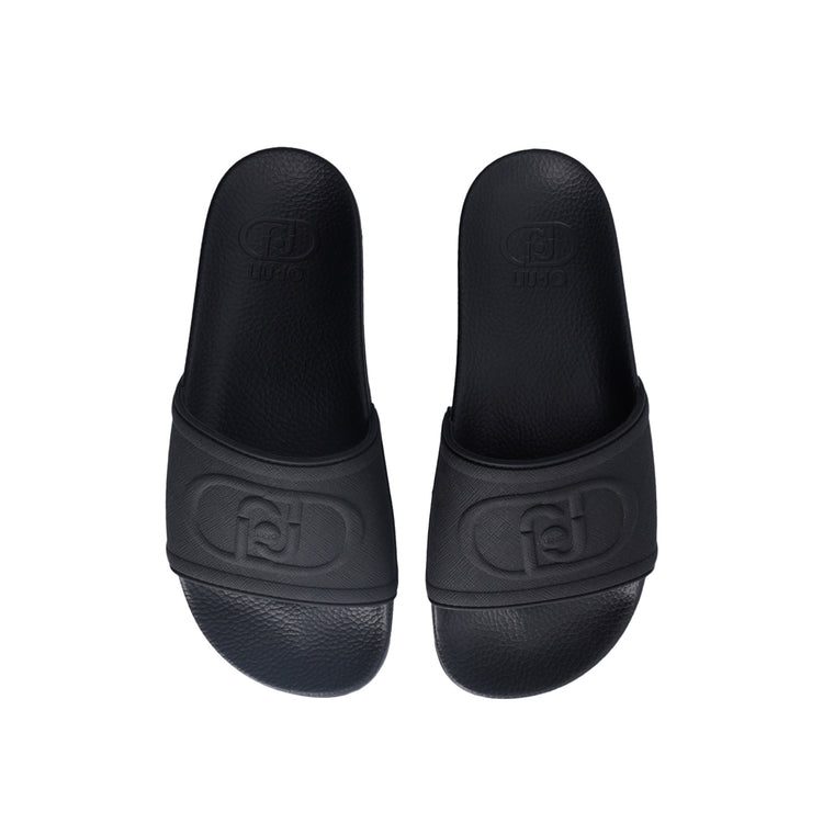 Ciabatte Donna con maxi logo tinta unita nera