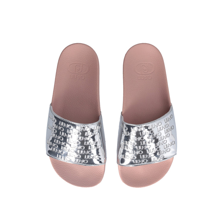 Ciabatte Donna Rosa con maxi fascia effetto laminato