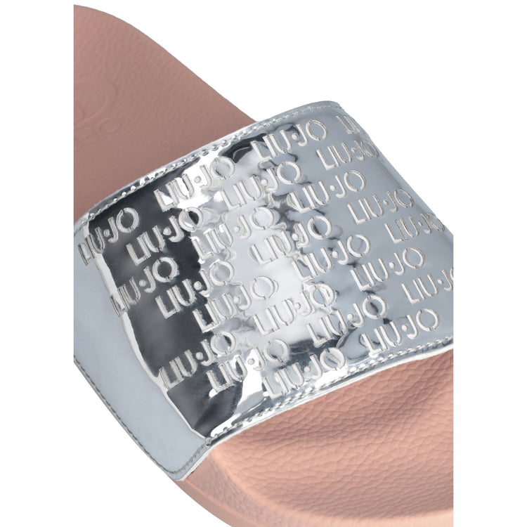 Ciabatte Donna Rosa con maxi fascia effetto laminato