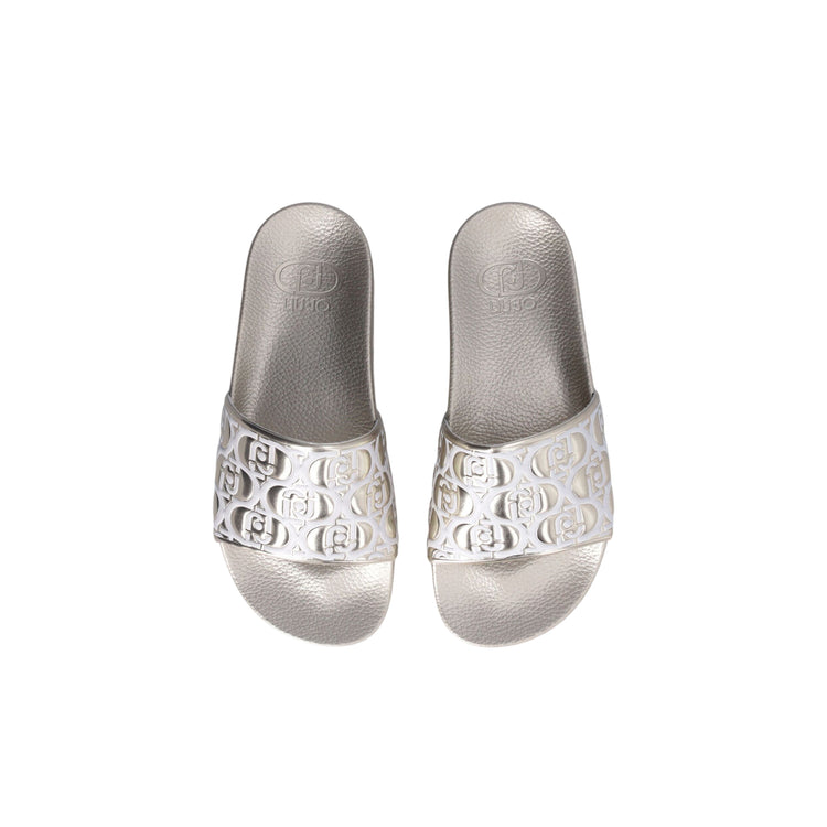 Ciabatte platform da donna con effetto laminato