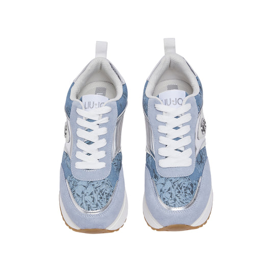 Sneakers platform Donna in denim stampato