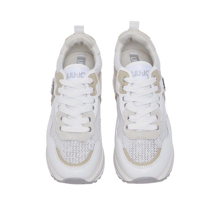 Sneakers platform Donna in mesh con paillettes