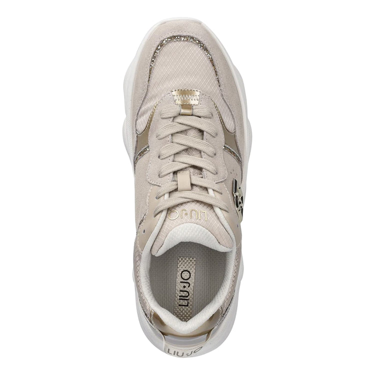 Sneakers Donna Beige con dettagli strass