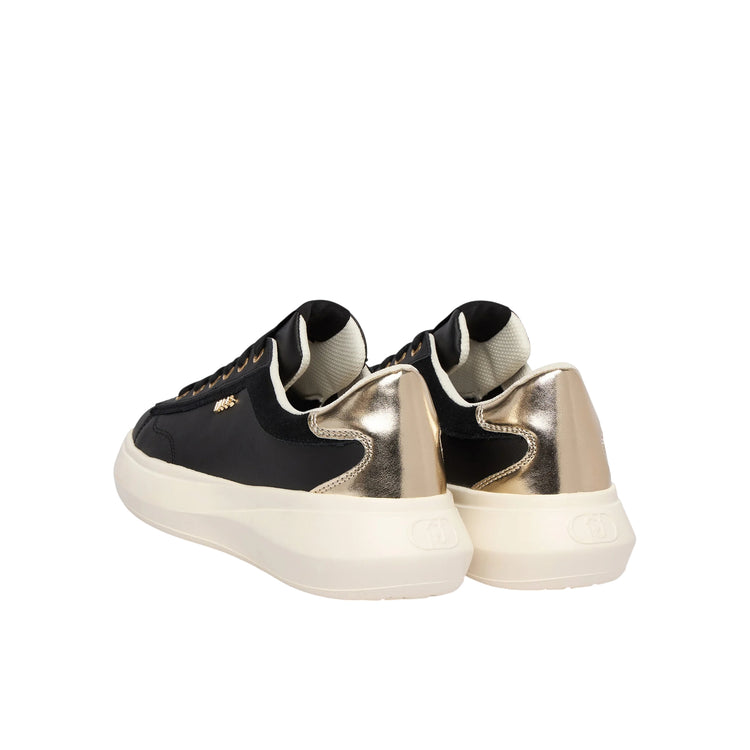 Sneakers Donna nero con dettagli scamosciati retro