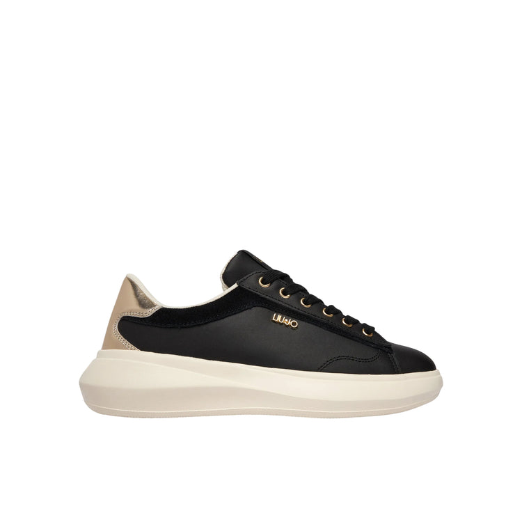 Sneakers Donna nero con dettagli scamosciati