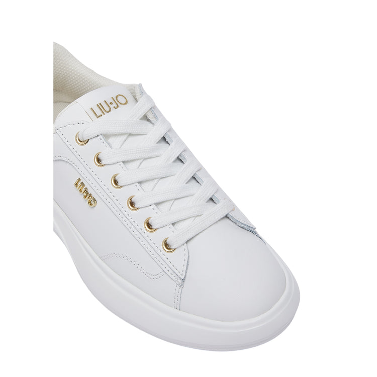 Sneakers Donna in pelle con dettaglio oro dettaglio