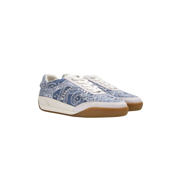 Sneakers Donna in denim con pietre gioiello
