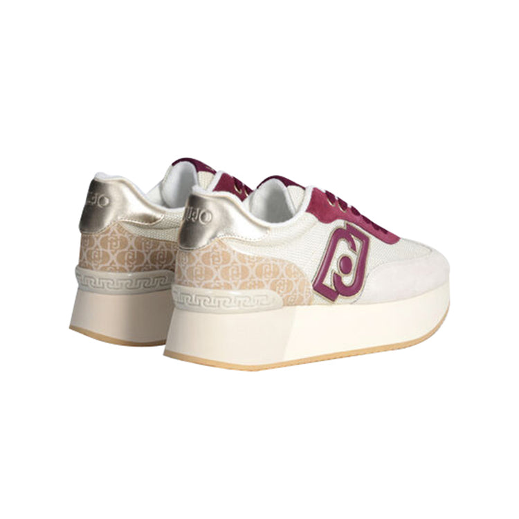retro Sneakers Donna monogram e brighty mesh bianco e rosso