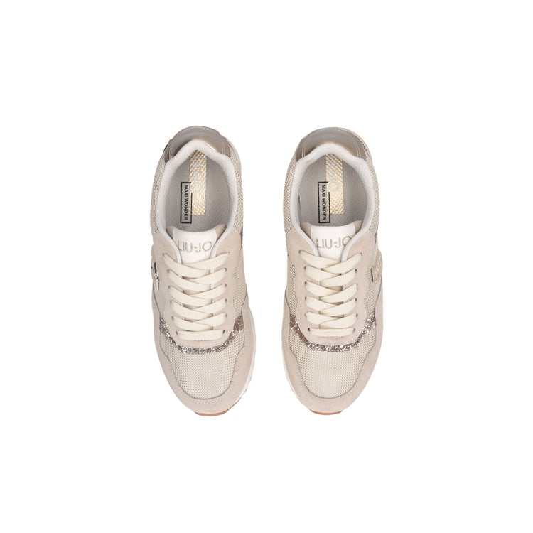 Sneakers Donna in mesh con glitter Oro