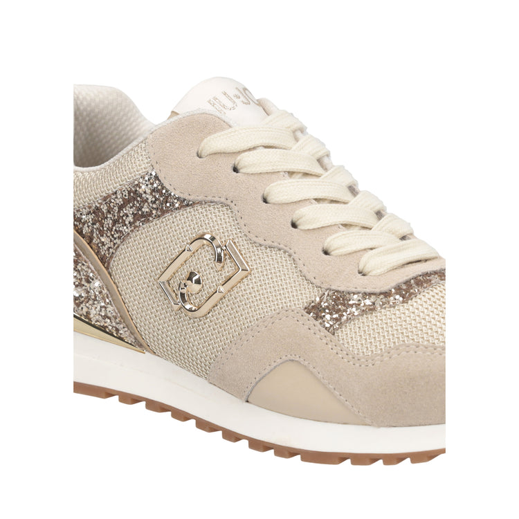 Sneakers Donna in mesh con glitter Oro dettaglio