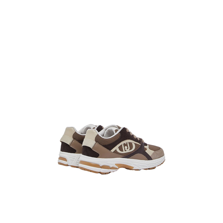 Sneakers Donna in suede e mesh marrone e beige