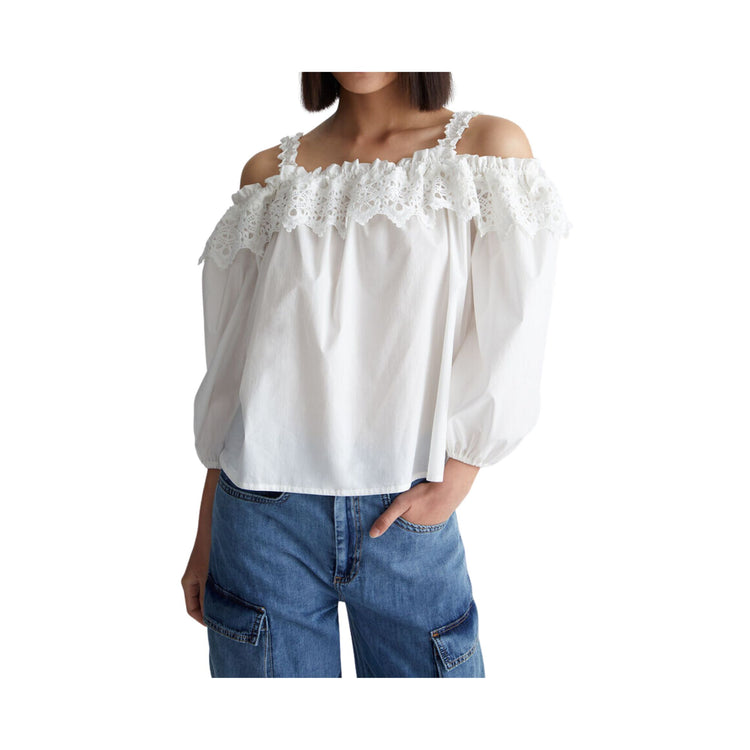 Blusa Donna in pizzo tinta unita