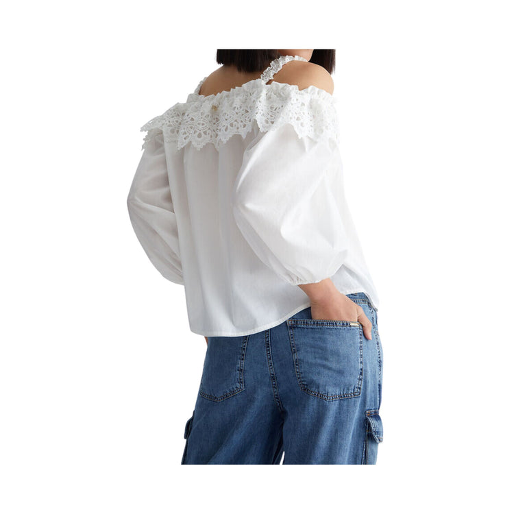 Blusa Donna in pizzo tinta unita