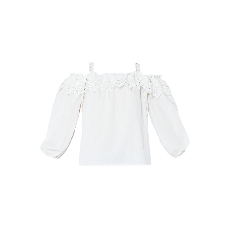 Blusa Donna in pizzo tinta unita