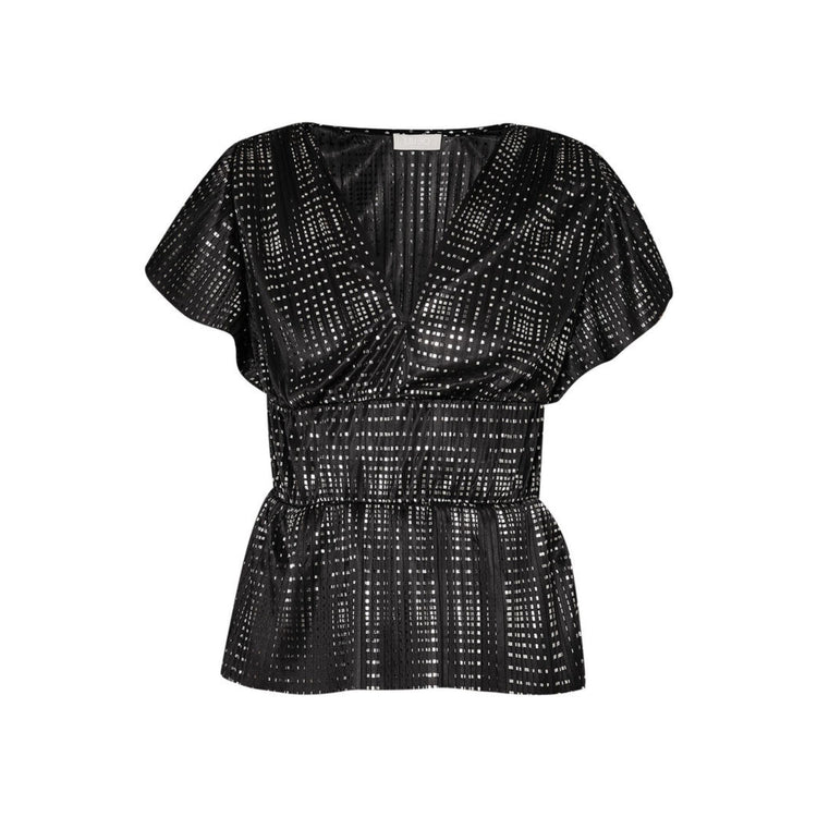 Blusa con strass e cintone elastico