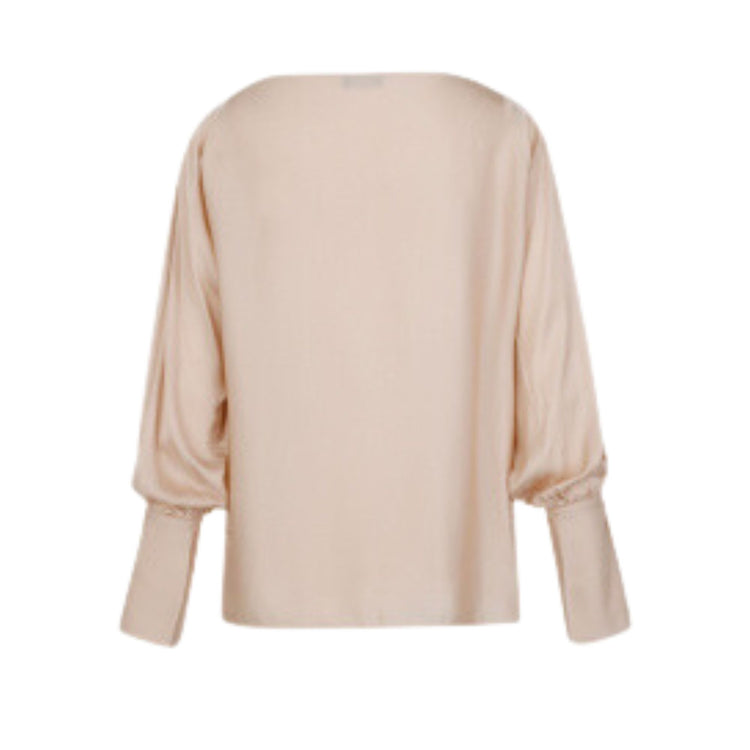 foto retro foto frontale blusa donna rosa a maniche lunghe