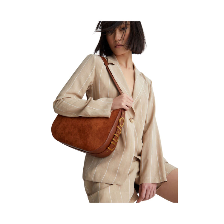 Borsa a Spalla Effetto Suede Donna - Caffellatte