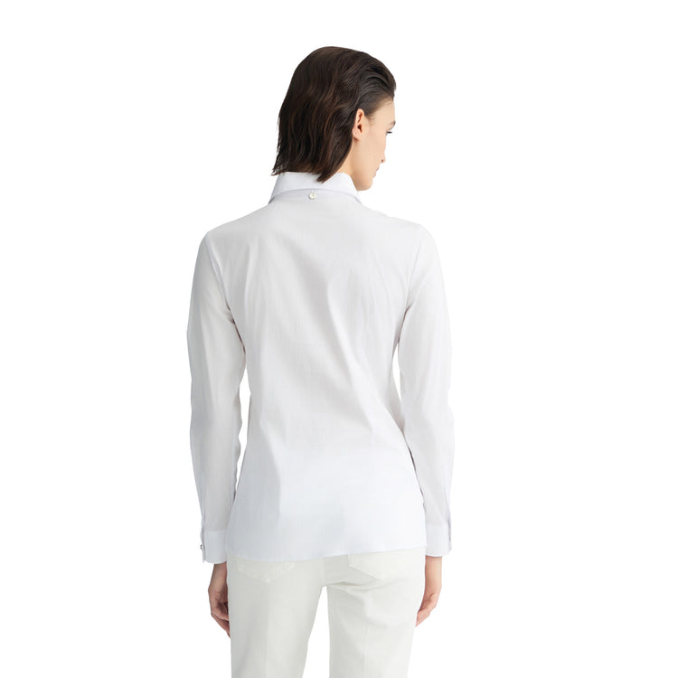 Camicia Donna bianca con bottoni gioiello modella retro