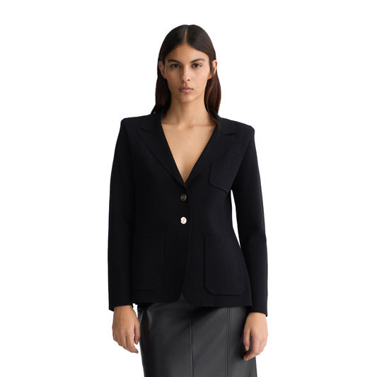 Giacca in maglia nera da Donna modella frontale