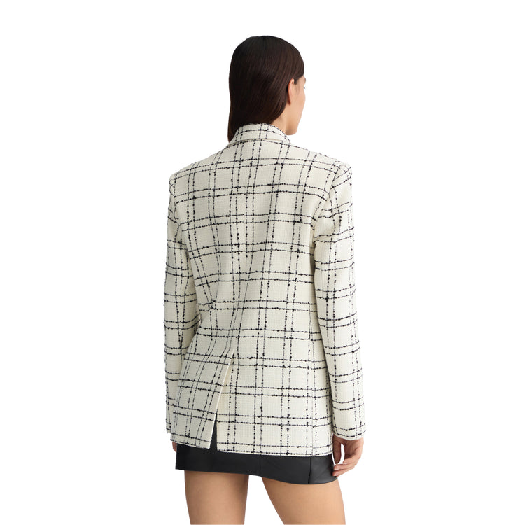 Blazer Over Donna bianco a quadri modella retro