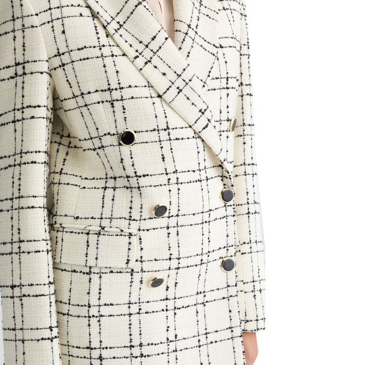 Blazer Over Donna bianco a quadri dettaglio