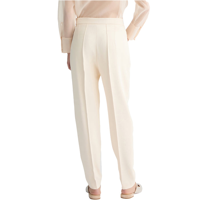 Pantaloni Donna a sigaretta bianco panna modella retro