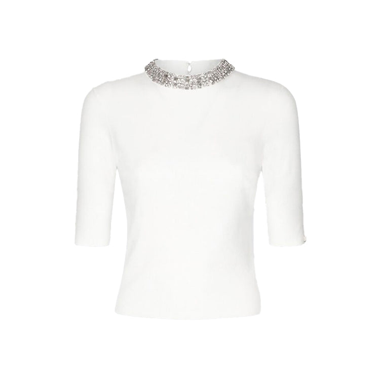 Crop Top Bianco da Donna con gioielli