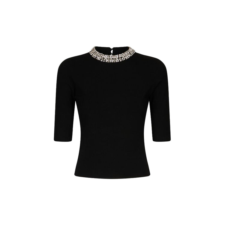 Crop Top Nero da Donna con gioielli