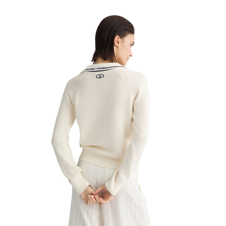 Maglia Donna bianca in puro cotone con paillettes modella retro