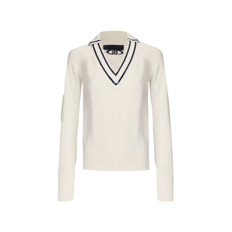Maglia Donna bianca in puro cotone con paillettes