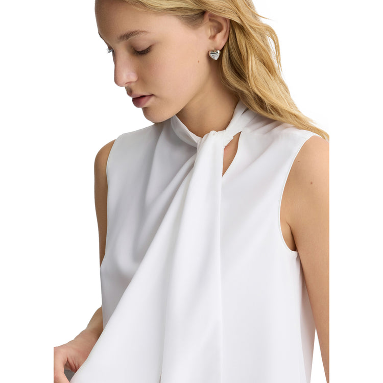 Blusa Donna smanicata con fiocco Bianco dettaglio
