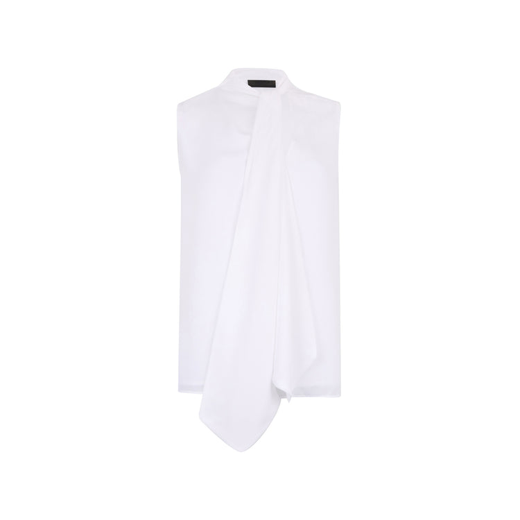 Blusa Donna smanicata con fiocco Bianco
