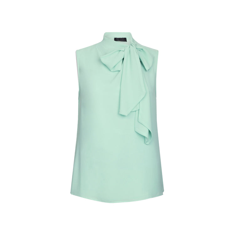 Blusa Donna smanicata con fiocco Verde acqua