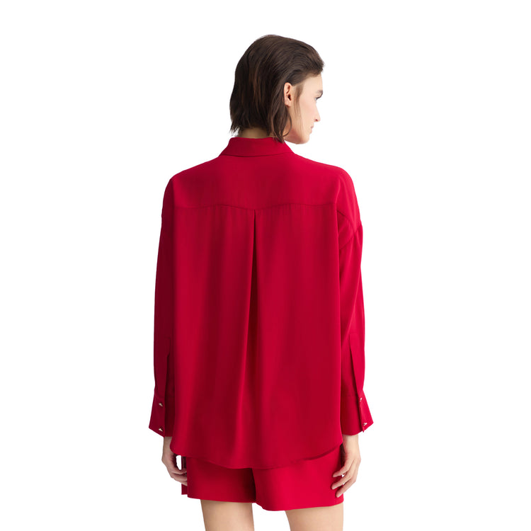 Camicia oversize Donna Rosso modella retro