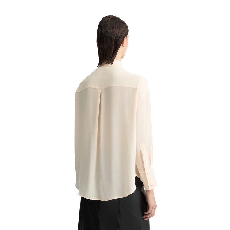 Camicia oversize Donna Beige chiaro modella retro