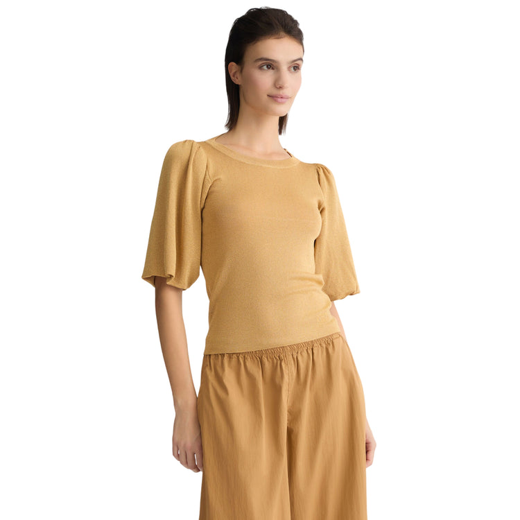 Maglia Donna con cut out Beige modella frontale