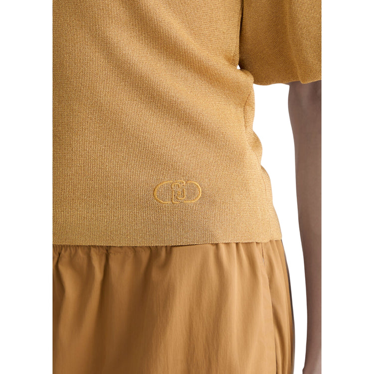 Maglia Donna con cut out Beige dettaglio logo