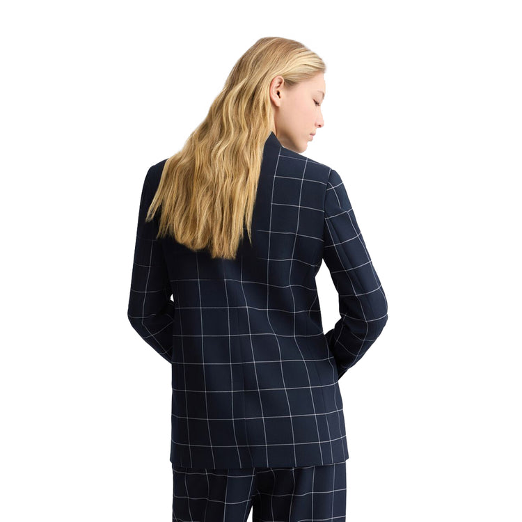 Blazer da Donna doppiopetto gessato Blu modella retro