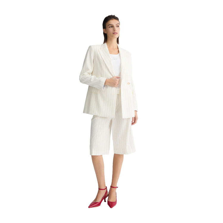 Blazer da Donna doppiopetto gessato Bianco