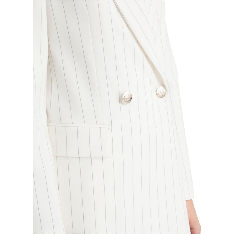 Blazer da Donna doppiopetto gessato Bianco dettaglio ravvicinato su bottoni