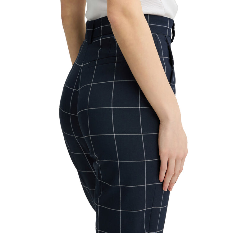 Pantaloni Donna motivo check con risvolto al fondo dettaglio retro