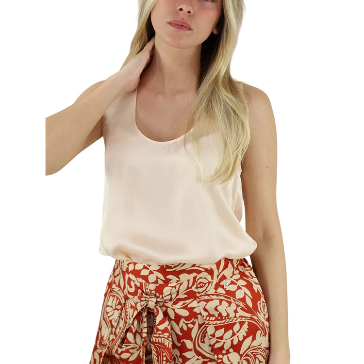 Top Donna in raso verde smeraldo
