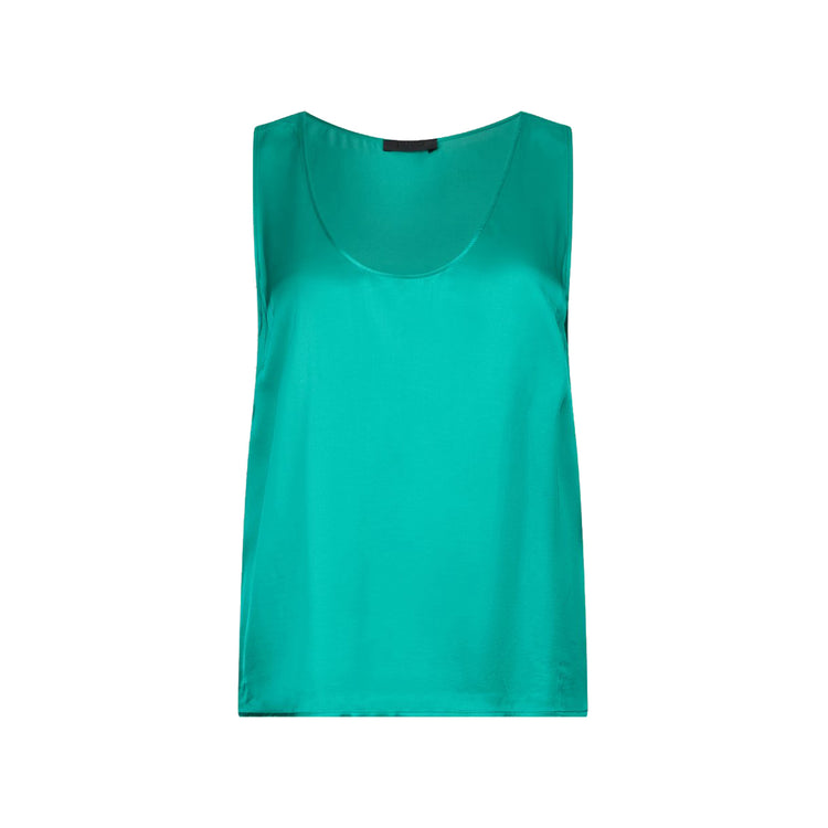 Top Donna in raso verde smeraldo