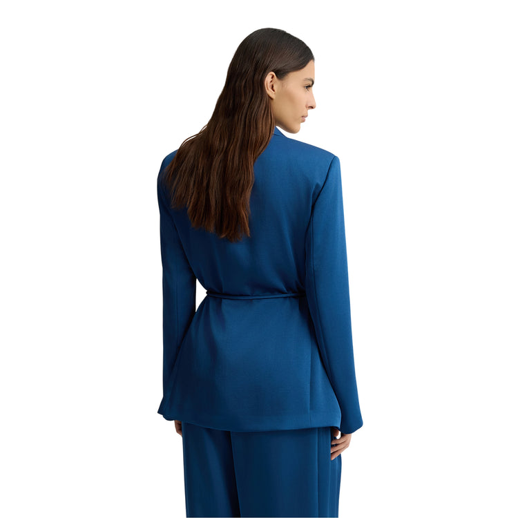 Blazer Donna con cintura in vita Blu modella retro
