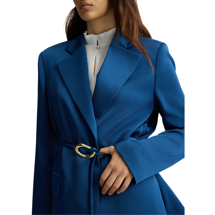 Blazer Donna con cintura in vita Blu modella frontale ravvicinata