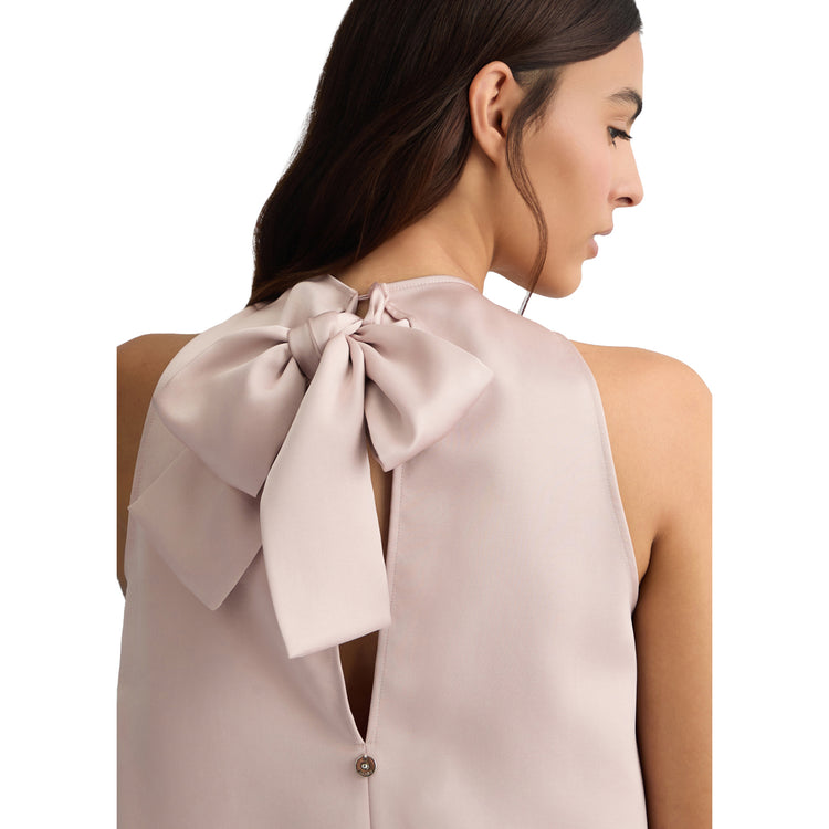 Top Donna in raso con fiocco rosa dettaglio retro