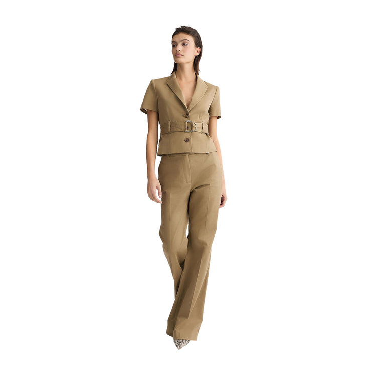 Giacca da Donna con cintura Beige modella intera frontale