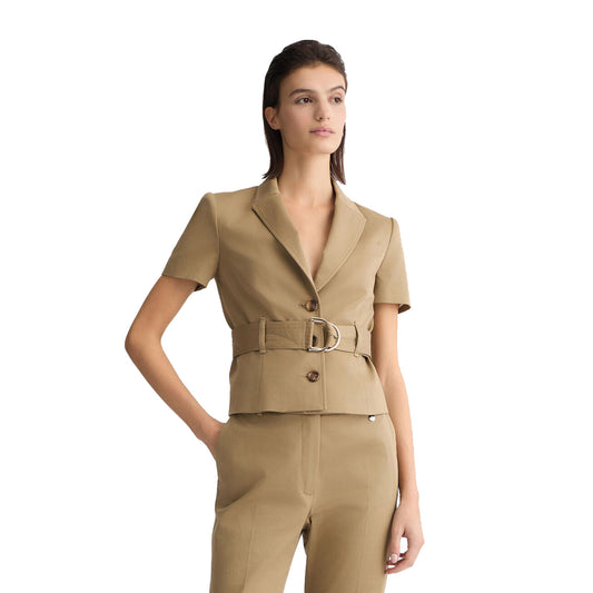 Giacca da Donna con cintura Beige modella frontale